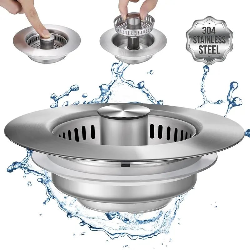 š„LAST DAY 49% OFF-Upgraded 3 in 1 Kitchen Sink Drain Strainer
