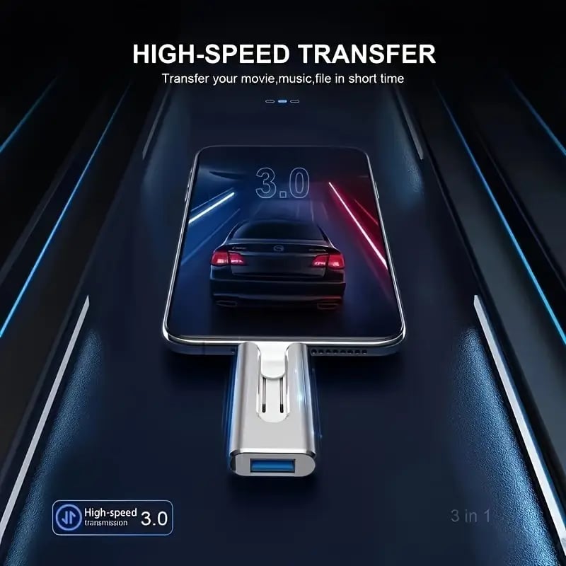 32GB~2TB Micro USB + 8 Pin + USB 3.0 4 in 1 Mobile Phone Computer U-Disk