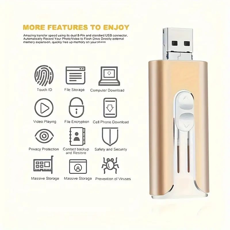 32GB~2TB Micro USB + 8 Pin + USB 3.0 4 in 1 Mobile Phone Computer U-Disk