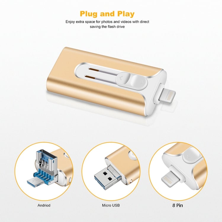 32GB~2TB Micro USB + 8 Pin + USB 3.0 4 in 1 Mobile Phone Computer U-Disk