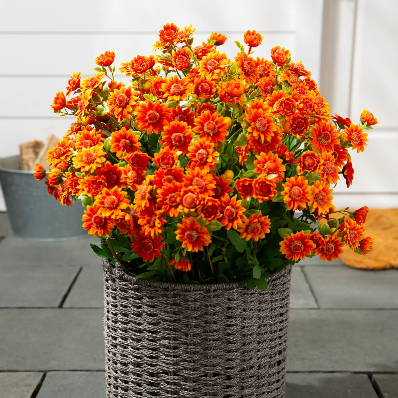 💥Last Day Each Only $3.2- Artificial Outdoor Sunset Mums Flowers - UV resistant, Waterproof, Windproof