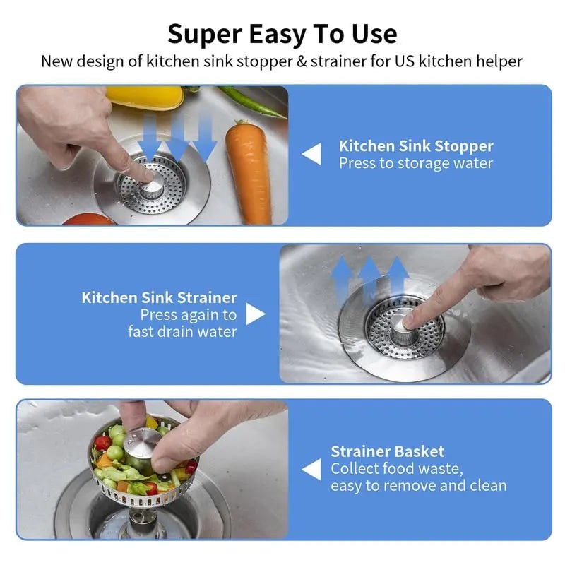š„LAST DAY 49% OFF-Upgraded 3 in 1 Kitchen Sink Drain Strainer