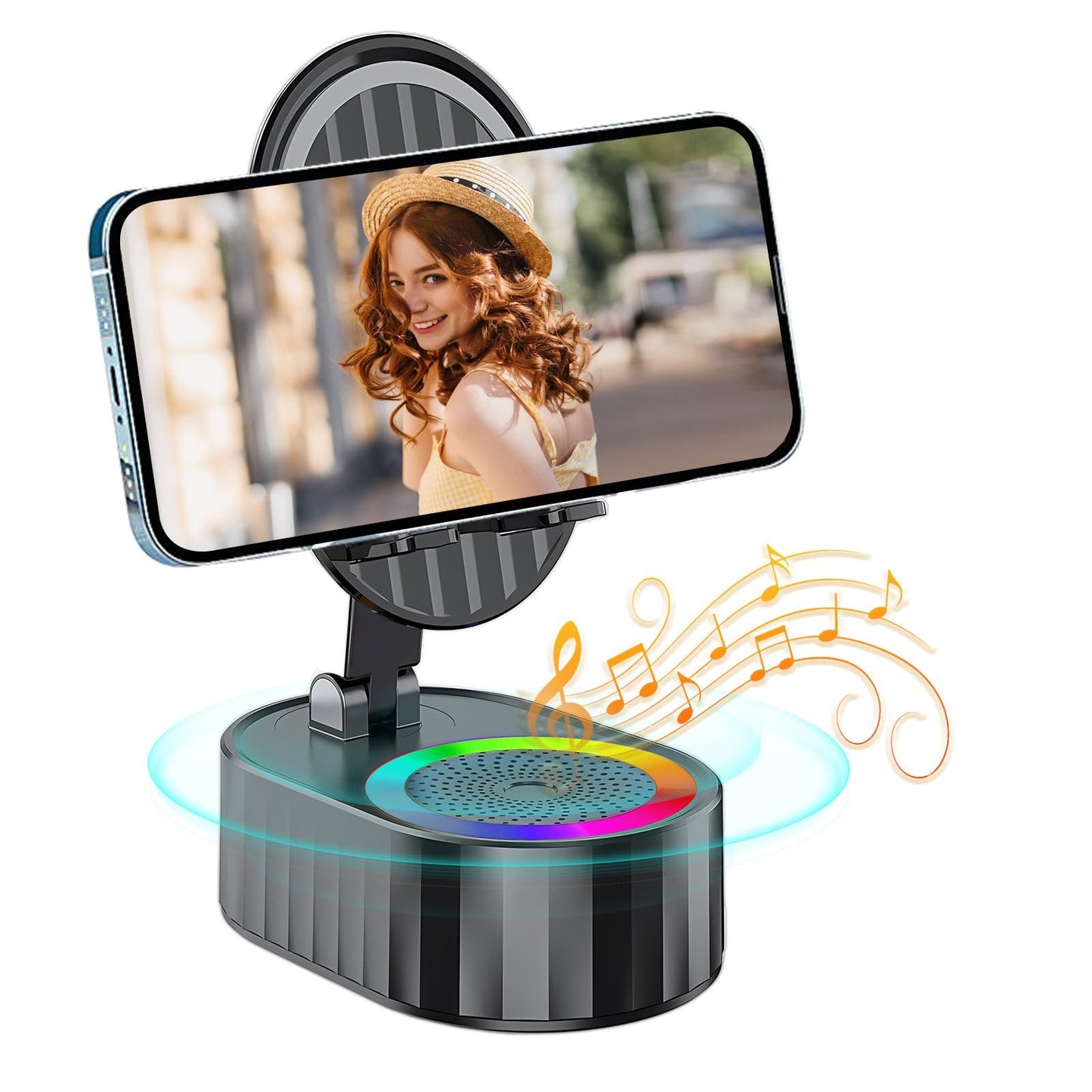 💥LAST DAY SALE 🔥2025 Upgraded Cell Phone Stand with Induction Speaker/Power Bank/Atmosphere Light