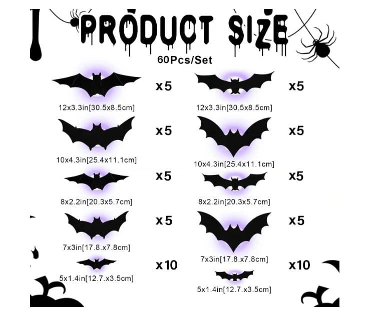 🦇Halloween 3D Lighted Bats