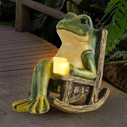 Solar Powered Mini Frog Garden Statue