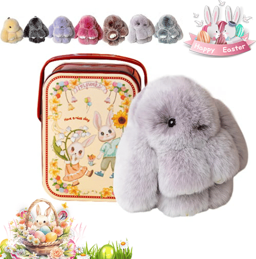 🐰Easter Cute Bunny Plush Keychain - Iron Box Gift Option, 🎁Easter Sweet Surprise