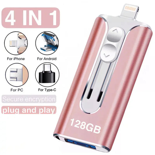 32GB~2TB Micro USB + 8 Pin + USB 3.0 4 in 1 Mobile Phone Computer U-Disk